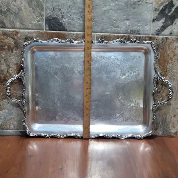 Webster Wilcox Internal Silver American Rose Serving Platter Tray 7391 Large Hea - Picture 7 of 11